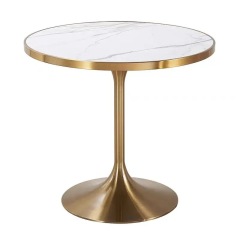 round sintered stone stainless steel tulip leg dining table SOF-T21