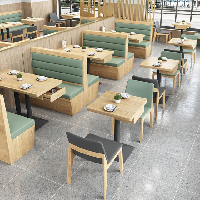 elegant wood dining furniture design high back single side restaurant sofa booth seating and table set