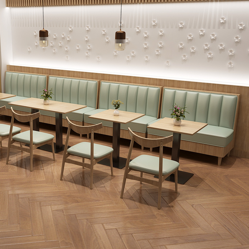 SOF one-stop custom minimalist cafe restaurant furniture booth seating table and chair set
