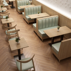 SOF one-stop custom minimalist cafe restaurant furniture booth seating table and chair set