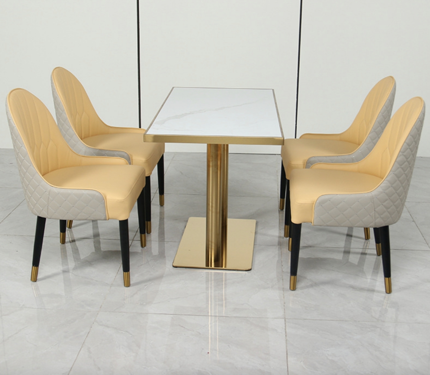 SOF custom sintered stone top table simple comfort restaurant sets coffee shop furniture tables and chairs