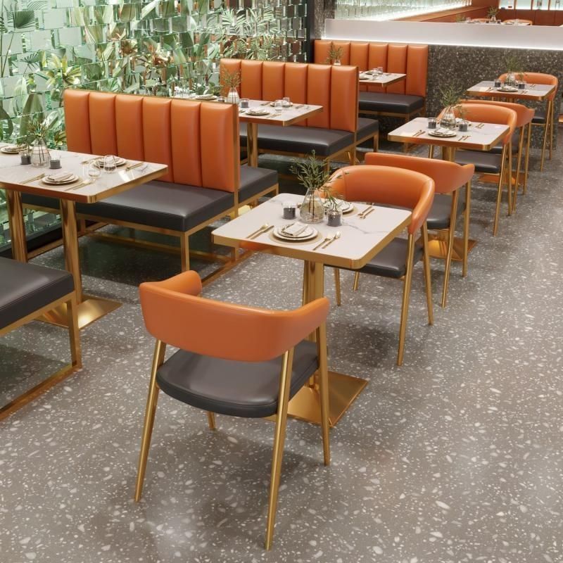 SOF stainless steel frame retro cafe restaurant booth seating table set