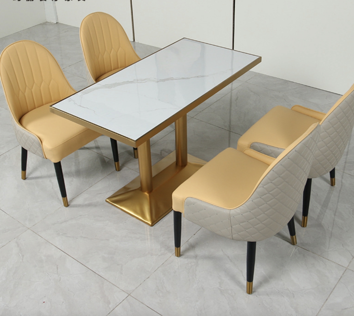 SOF custom sintered stone top table simple comfort restaurant sets coffee shop furniture tables and chairs