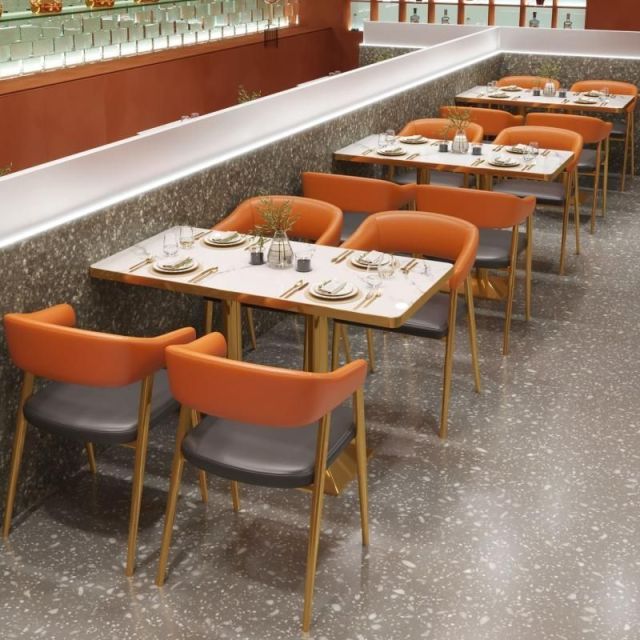 SOF stainless steel frame retro cafe restaurant booth seating table set