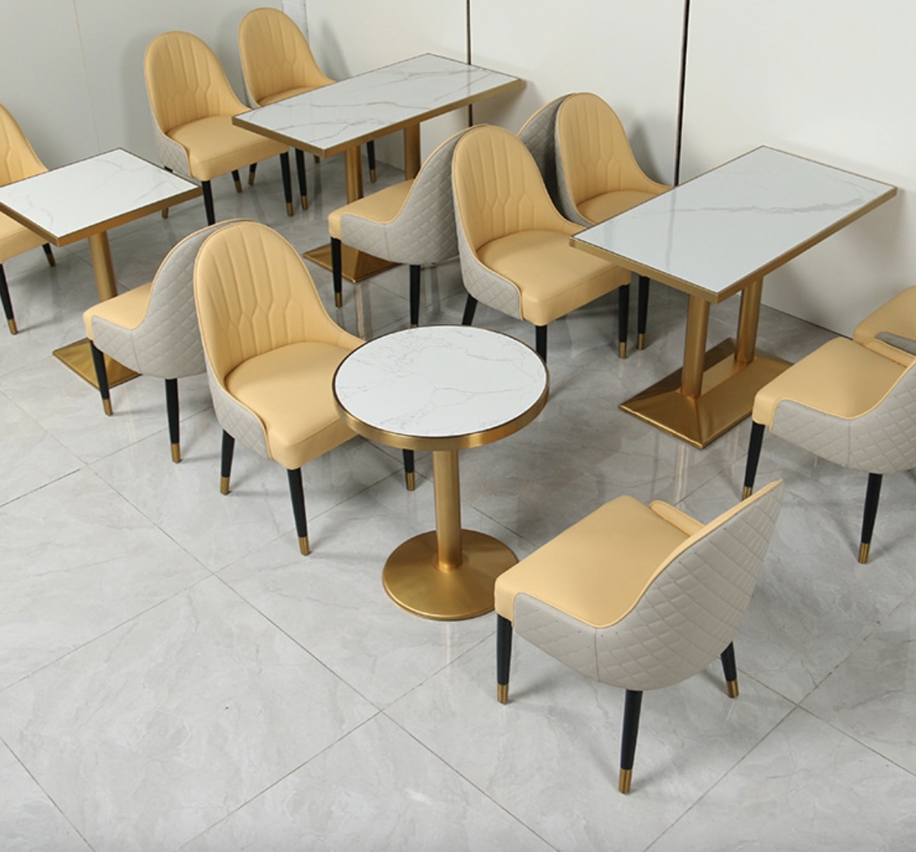 SOF custom sintered stone top table simple comfort restaurant sets coffee shop furniture tables and chairs