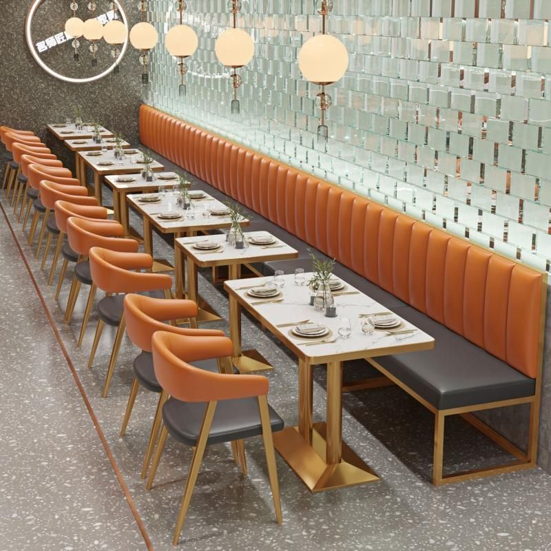 SOF stainless steel frame retro cafe restaurant booth seating table set