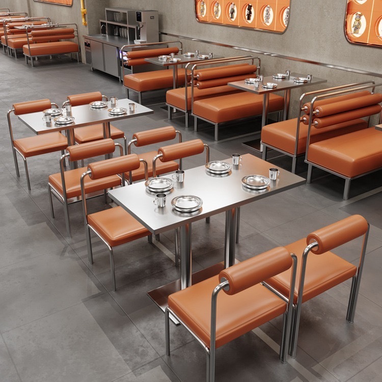 commercial stainless steel modern restaurant booth furniture design coffee shop tables and chairs