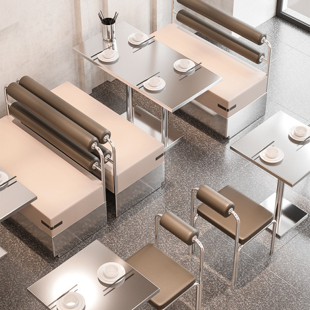 commercial stainless steel modern restaurant booth furniture design coffee shop tables and chairs
