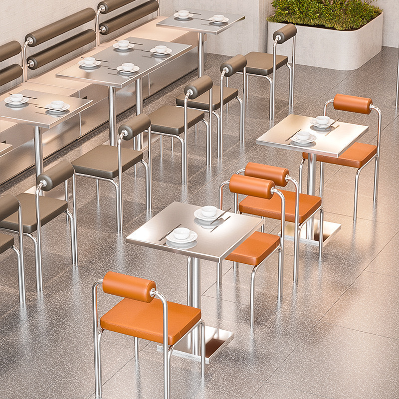 commercial stainless steel modern restaurant booth furniture design coffee shop tables and chairs