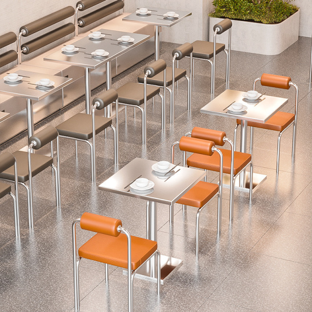 commercial stainless steel modern restaurant booth furniture design coffee shop tables and chairs