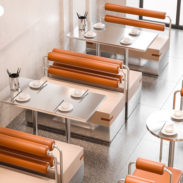 commercial stainless steel modern restaurant booth furniture design coffee shop tables and chairs