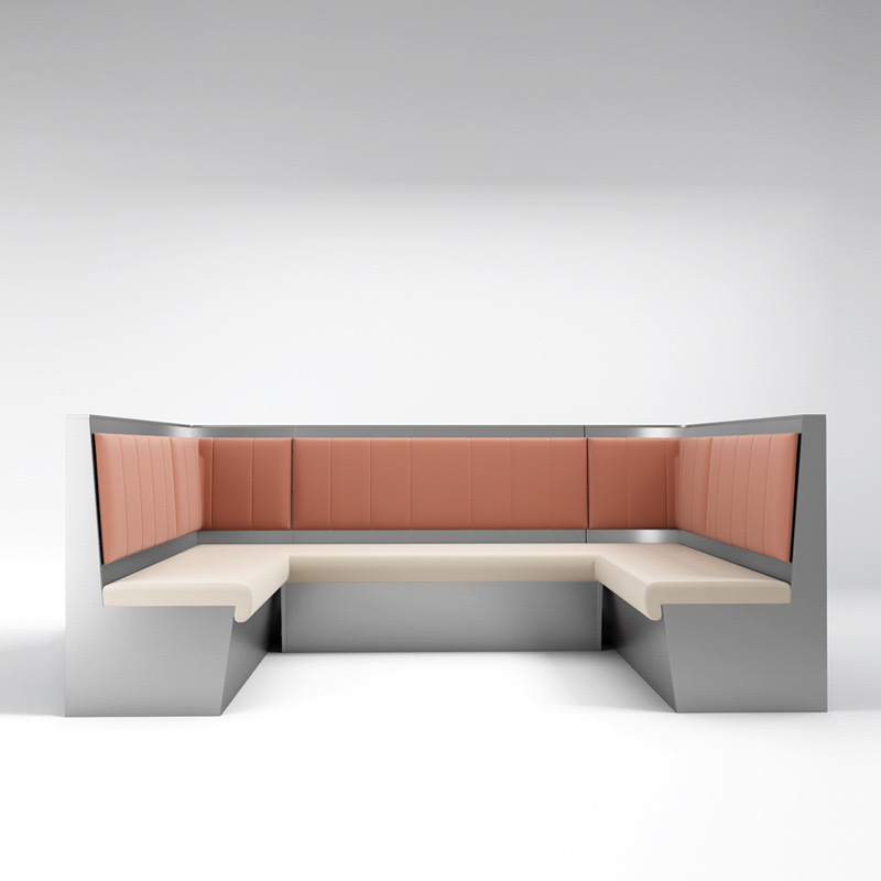 SOF commercial stainless steel material fast food restaurant booth seating furniture table and chair set