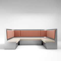 SOF commercial stainless steel material fast food restaurant booth seating furniture table and chair set