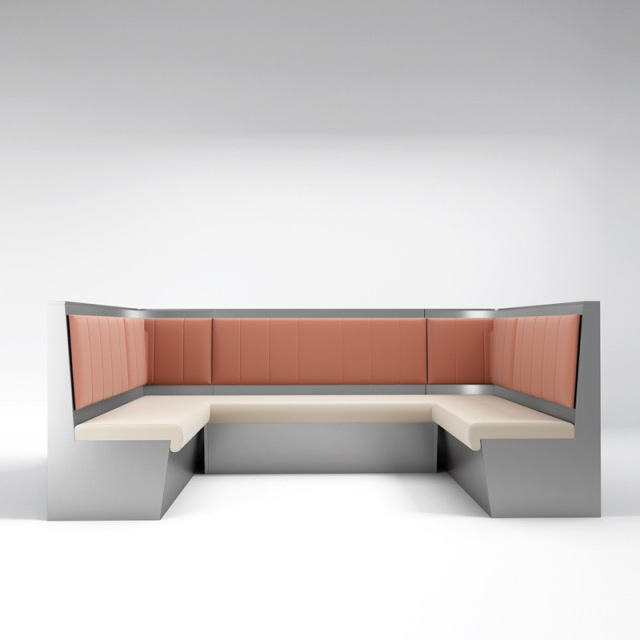 SOF commercial stainless steel material fast food restaurant booth seating furniture table and chair set