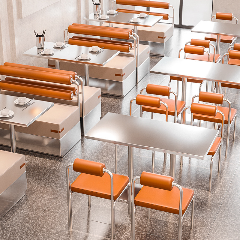 commercial stainless steel modern restaurant booth furniture design coffee shop tables and chairs