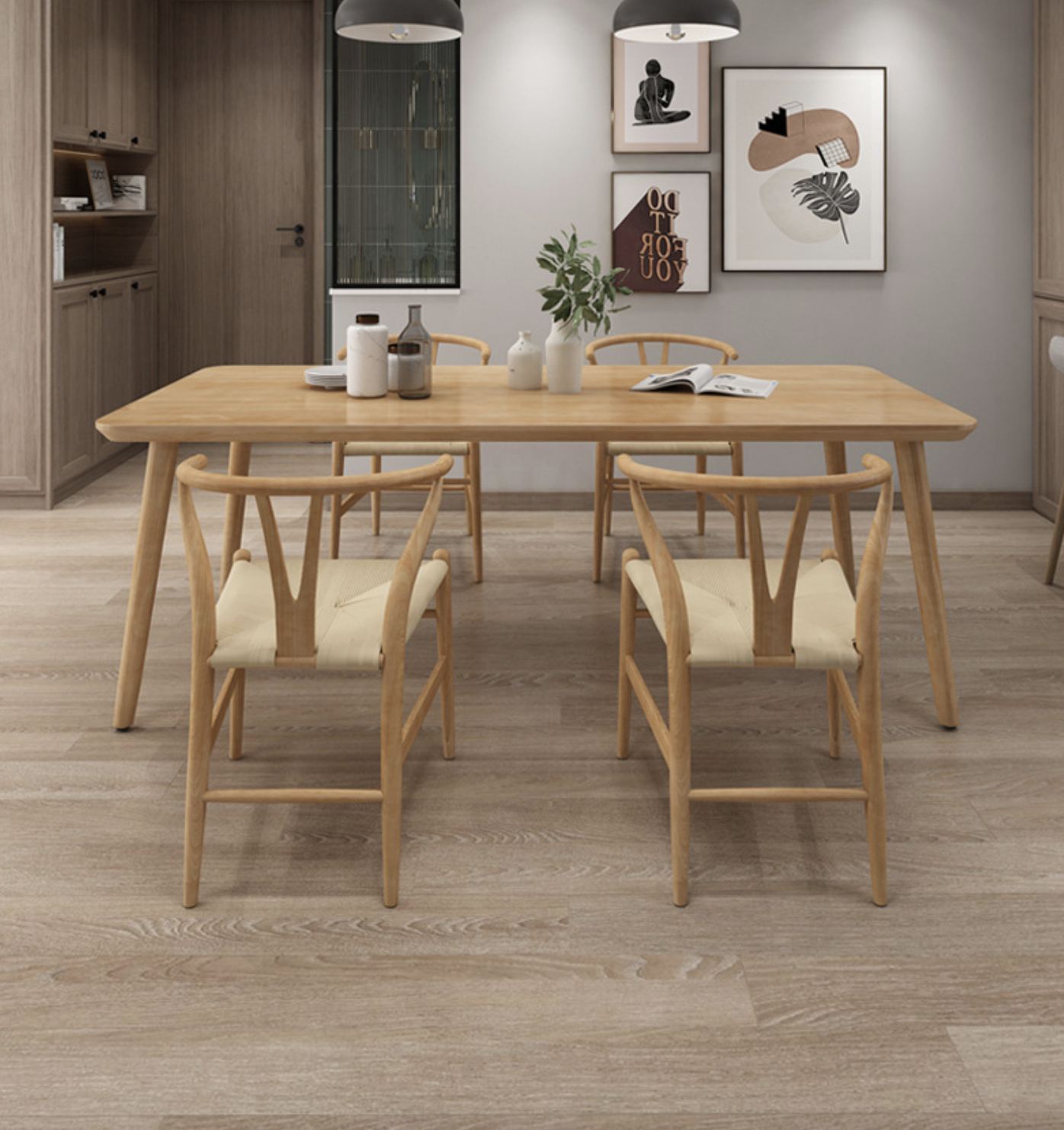 SOF custom restaurant solid wood dining table and chair furniture set made in China