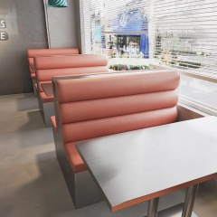 SOF one-stop wholesale indoor stainless steel fast food coffee shop restaurant table and chair furniture set