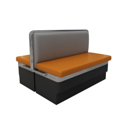 SOF China furniture manufacturer stainless steel coffee shop fast food restaurant furniture indoor booths chairs and table set