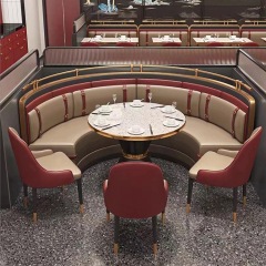 SOF one-stop custom durable stainless steel indoor restaurant furniture booth seating tables set