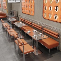 SOF China factory custom commercial modern coffee shop furniture stainless steel restaurant tables booth set