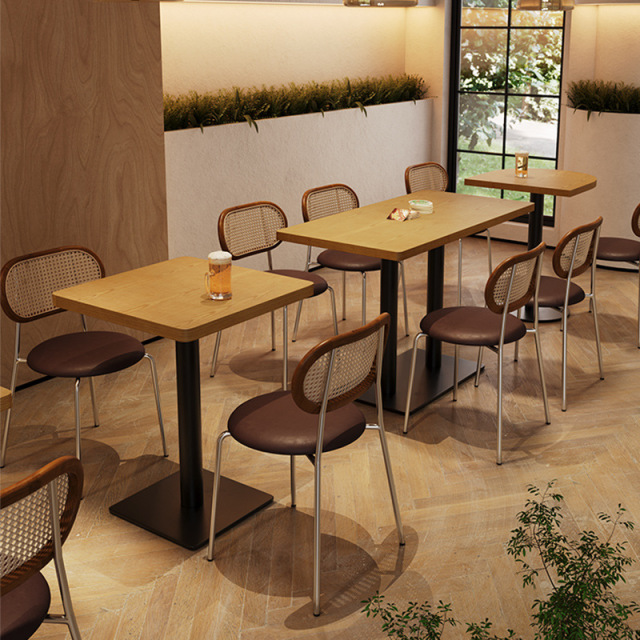 SOF wholesale commercial indoor cafe modern restaurant furniture set dining table and chairs
