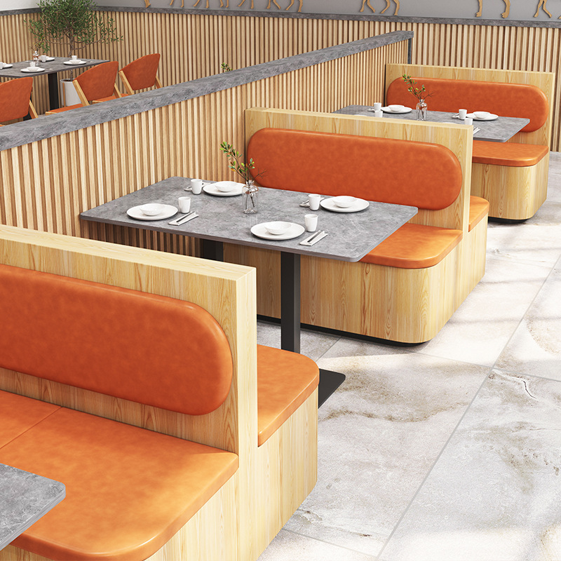 SOF modern restaurant furniture dining tables leather booth seating set