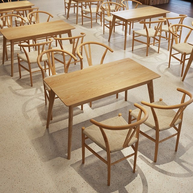 SOF custom restaurant solid wood dining table and chair furniture set made in China