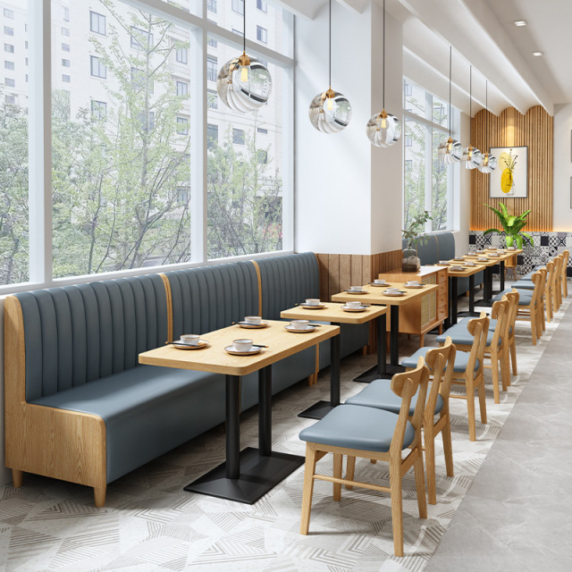 SOF hotel cafe use indoor custom dining booth seating restaurant wooden table and chairs furniture set