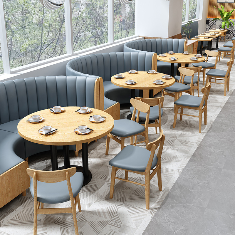 SOF hotel cafe use indoor custom dining booth seating restaurant wooden table and chairs furniture set