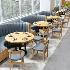 SOF hotel cafe use indoor custom dining booth seating restaurant wooden table and chairs furniture set