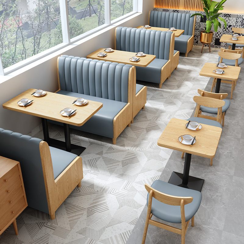 SOF hotel cafe use indoor custom dining booth seating restaurant wooden table and chairs furniture set