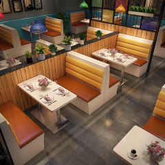 SOF indoor cafe use dining furniture set sofa booth seating stainless steel tables for restaurants