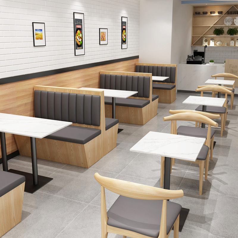 SOF custom commercial indoor coffee shop modern European wood restaurant furniture booths table and chair