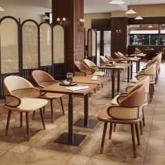 SOF one stop custom commercial modern wooden coffee restaurant tables and chairs booth seating furniture