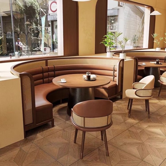 SOF one stop custom commercial modern wooden coffee restaurant tables and chairs booth seating furniture