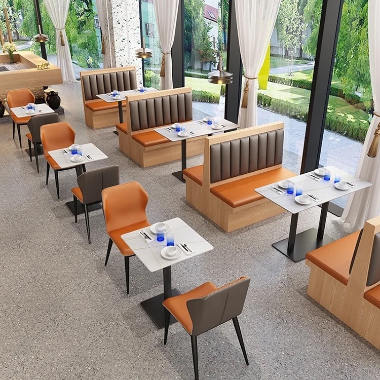SOF dining furniture set sintered stone top classical metal indoor modern restaurant tables and chairs