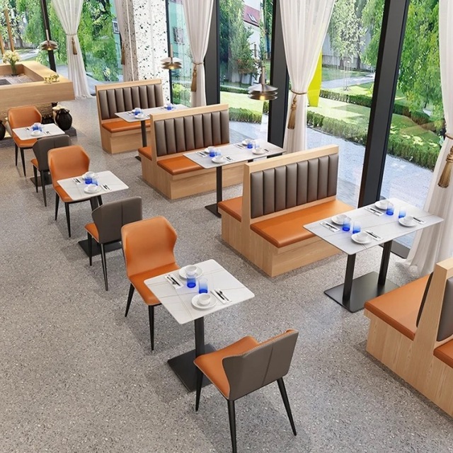 SOF dining furniture set sintered stone top classical metal indoor modern restaurant tables and chairs