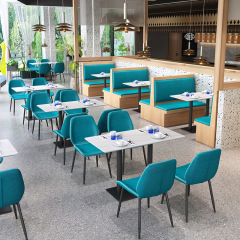 SOF custom sintered stone metal cafe furniture set dining fast food restaurant booth seating with table and chair