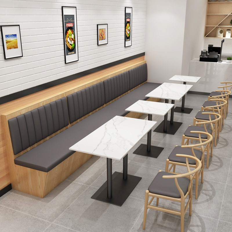 SOF custom commercial indoor coffee shop modern European wood restaurant furniture booths table and chair