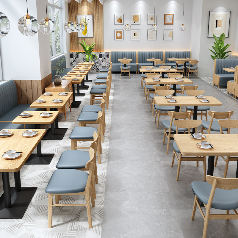 SOF hotel cafe use indoor custom dining booth seating restaurant wooden table and chairs furniture set