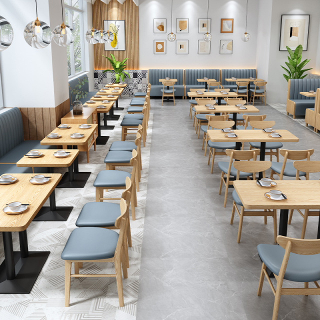 SOF hotel cafe use indoor custom dining booth seating restaurant wooden table and chairs furniture set