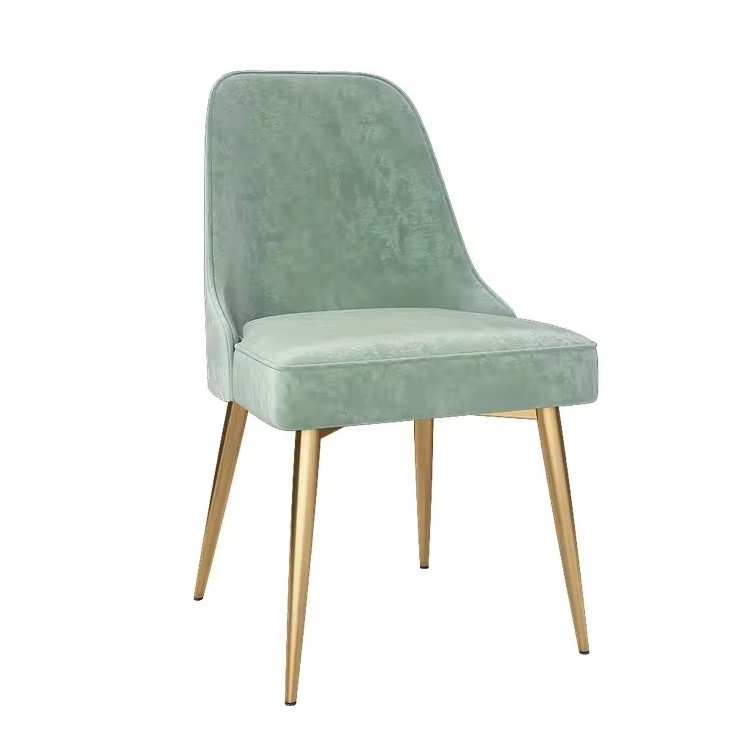 SOF made in China Velvet Green Dining Chairs Soft Seat and Back Velvet Living Room Chairs with Sturdy Metal Legs Kitchen Chairs