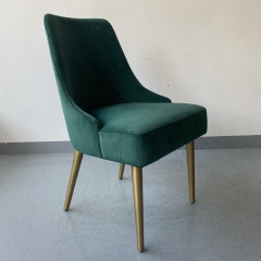 SOF made in China Velvet Green Dining Chairs Soft Seat and Back Velvet Living Room Chairs with Sturdy Metal Legs Kitchen Chairs