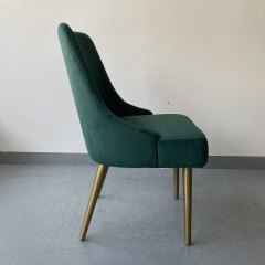 SOF made in China Velvet Green Dining Chairs Soft Seat and Back Velvet Living Room Chairs with Sturdy Metal Legs Kitchen Chairs