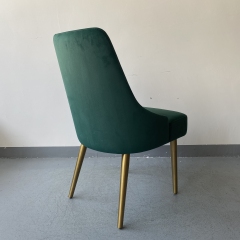 SOF made in China Velvet Green Dining Chairs Soft Seat and Back Velvet Living Room Chairs with Sturdy Metal Legs Kitchen Chairs