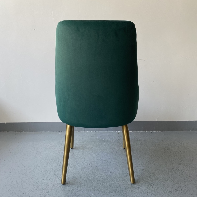 SOF made in China Velvet Green Dining Chairs Soft Seat and Back Velvet Living Room Chairs with Sturdy Metal Legs Kitchen Chairs