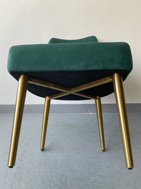 SOF made in China Velvet Green Dining Chairs Soft Seat and Back Velvet Living Room Chairs with Sturdy Metal Legs Kitchen Chairs