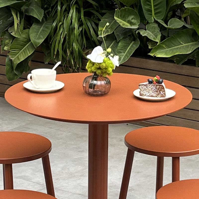 SOF Minimalist Orange Aluminum Outdoor Dining Table for Restaurant Use