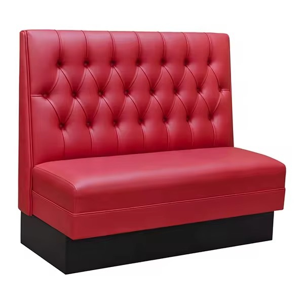 SOF Button Tufted Back Seafood Restaurant Booth Solid Wooden Sofa