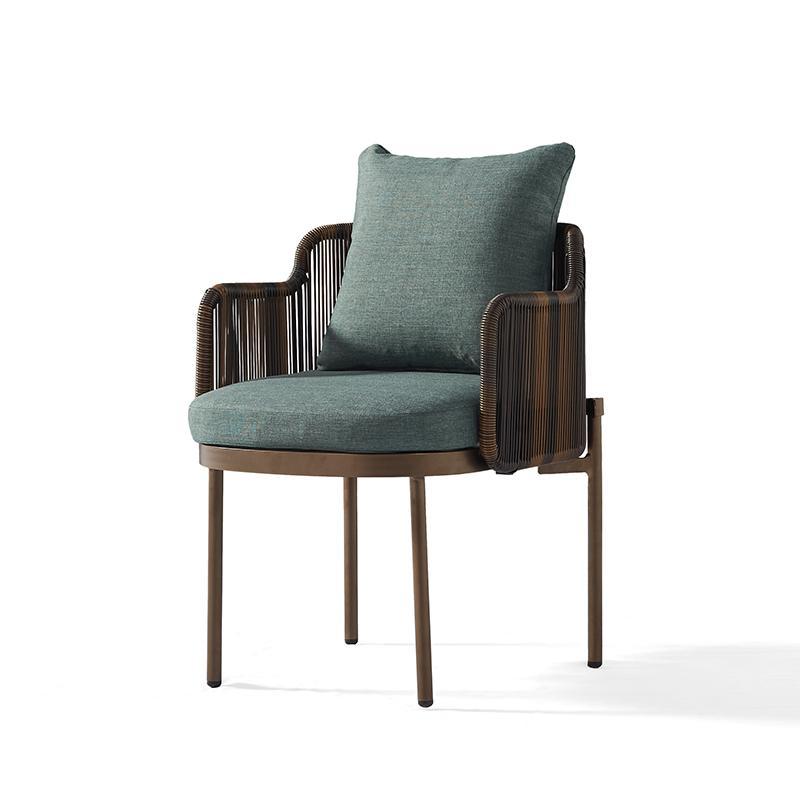Weather-Resistant Outdoor Dining Chair with Aluminum Frame and PE Rattan, Featuring 50mm Thick High-Density Foam Cushion
